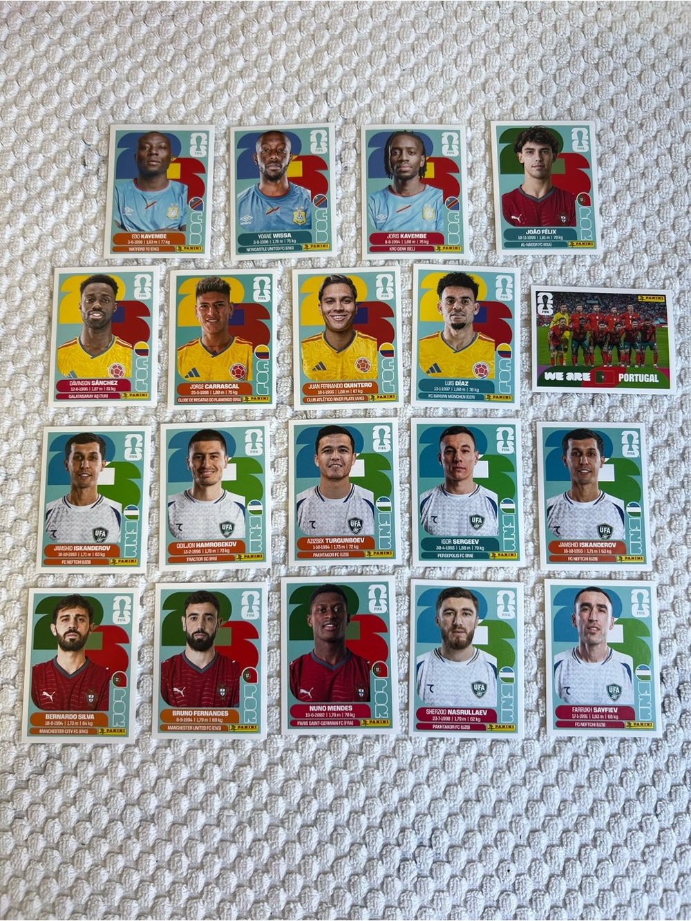 Lot of  19 Panini World Cup Player Sticker